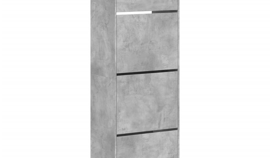 vidaXL Botník so 4 výklopnými zásuvkami betónový sivý 60x42x204 cm