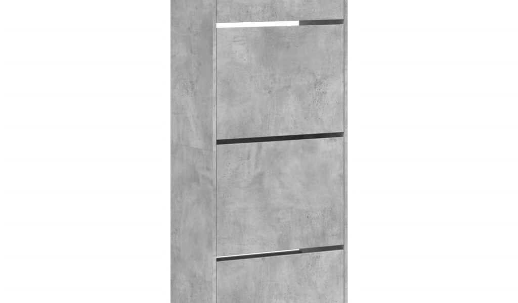 vidaXL Botník so 4 výklopnými zásuvkami betónový sivý 60x34x187,5 cm