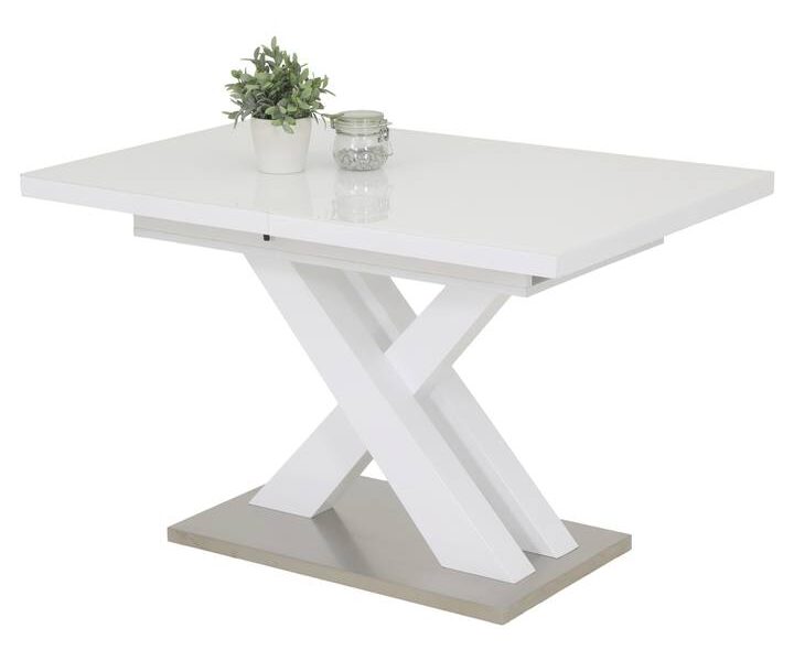 Sconto Jedálenský stôl VILERA T biela vysoký lesk/strieborná