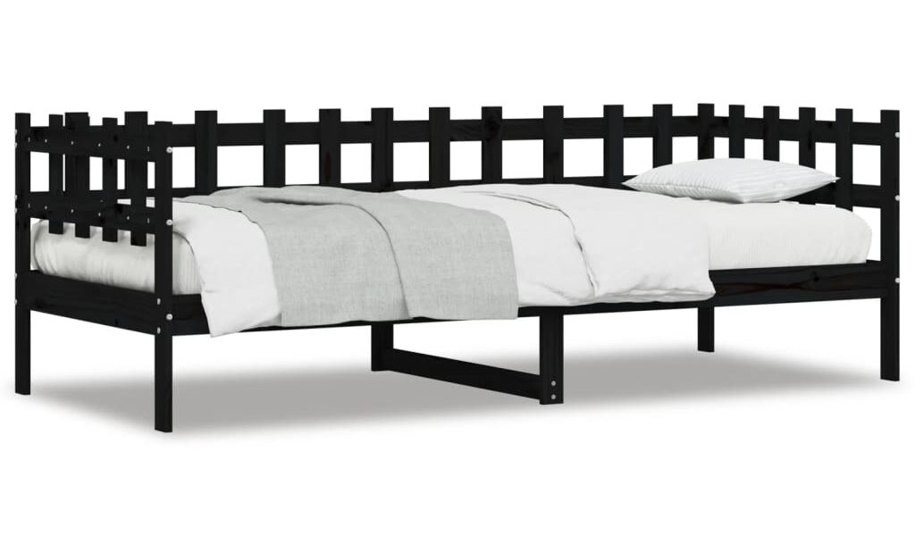 vidaXL Denná posteľ čierna 90×190 cm borovicový masív