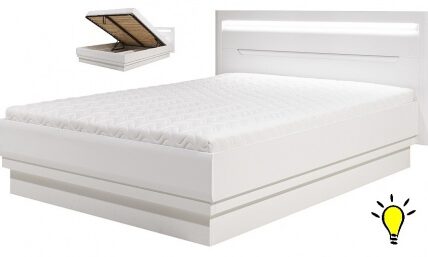 Moderná posteľ irma 140x200cm s úložným priestorom a osvetlením –