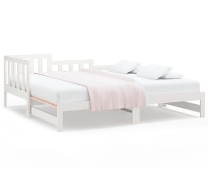 vidaXL Rozkladacia denná posteľ biela 2x(90×200) cm borovicový masív