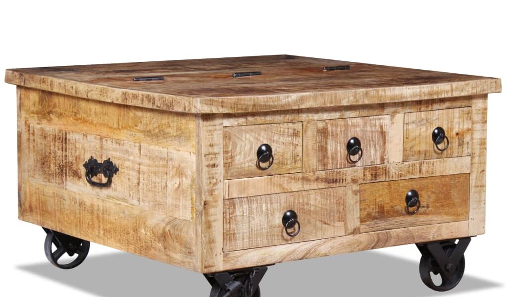 vidaXL Konferenčný stolík zo surového mangového dreva, 70x70x40 cm
