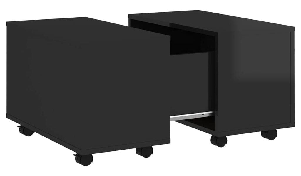 vidaXL Konferenčný stolík, lesklý čierny 60x60x38 cm, kompozitné drevo