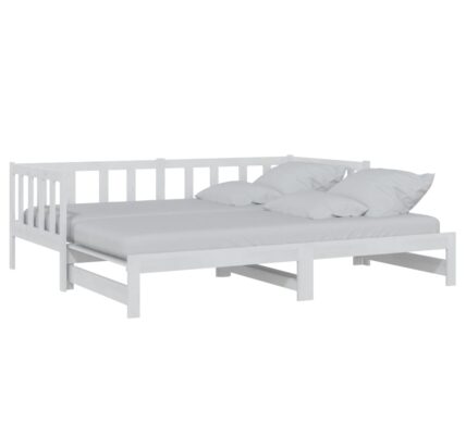 vidaXL Rozkladacia denná posteľ biela 2x(90×200) cm borovicový masív