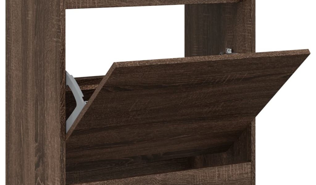 vidaXL Botník hnedý dub 60x34x63,5 cm kompozitné drevo