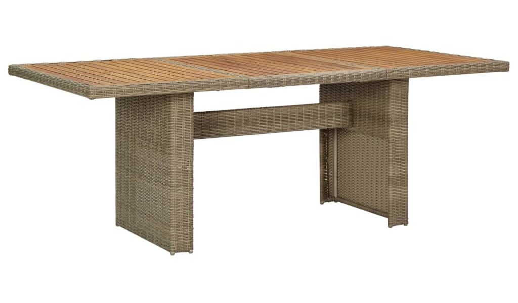 vidaXL Záhradný jedálenský stôl, hnedý 200x100x74 cm, polyratan