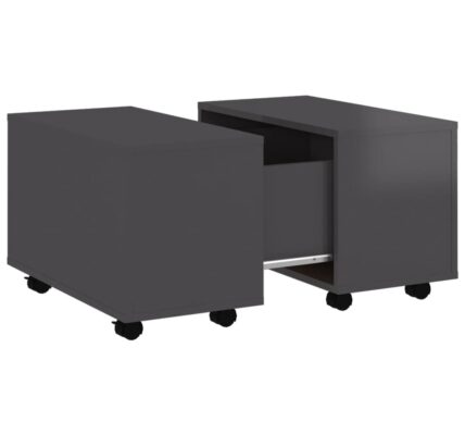 vidaXL Konferenčný stolík, lesklý sivý 60x60x38 cm, kompozitné drevo