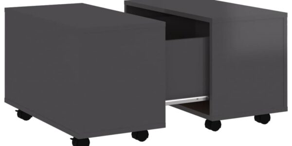 vidaXL Konferenčný stolík, lesklý sivý 60x60x38 cm, kompozitné drevo