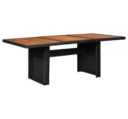 vidaXL Záhradný jedálenský stôl, čierny 200x100x74 cm, polyratan