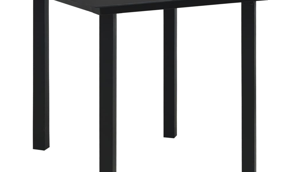 vidaXL Záhradný jedálenský stôl čierny 80x80x74 cm oceľ a sklo