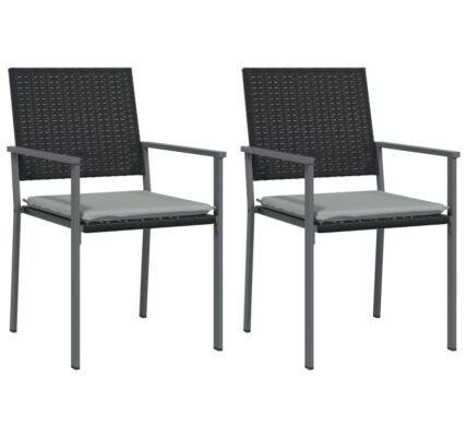 vidaXL Záhradné stoličky s vankúšmi 2ks čierne 54×62,5×89 cm polyratan