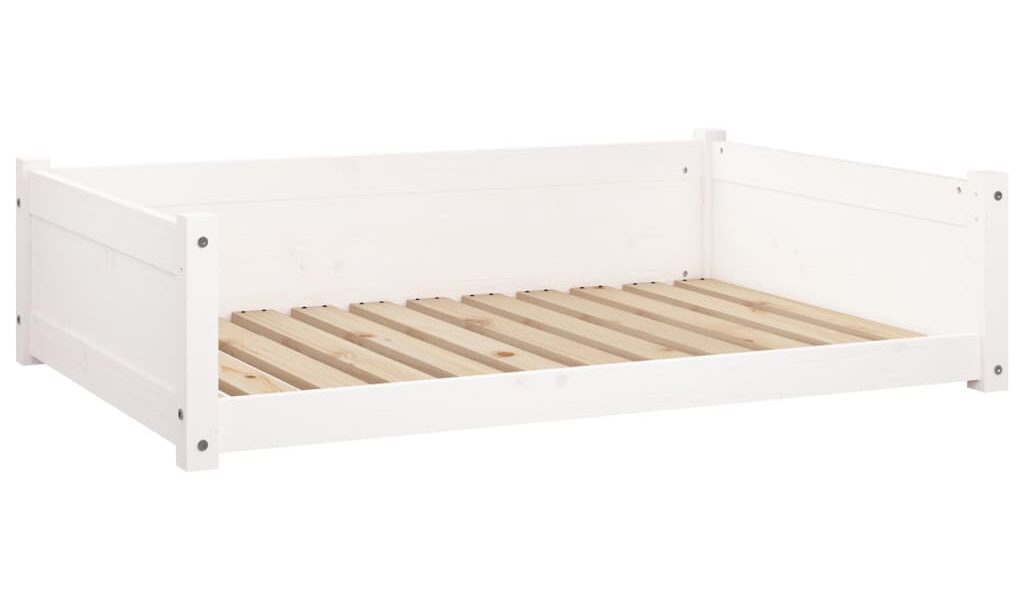 vidaXL Psia posteľ biela 105,5×75,5×28 cm borovicový masív