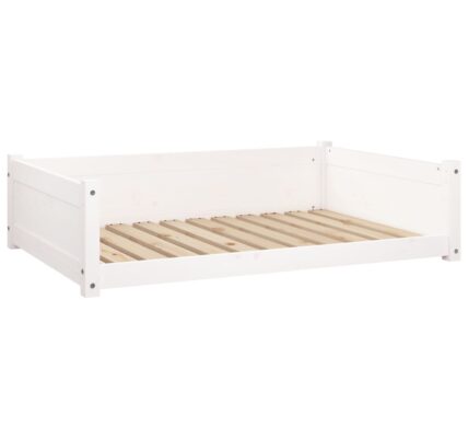 vidaXL Psia posteľ biela 105,5×75,5×28 cm borovicový masív
