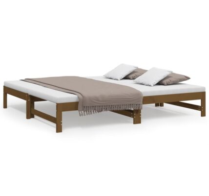 vidaXL Rozkladacia denná posteľ medová 2x(75×190) cm borovicový masív