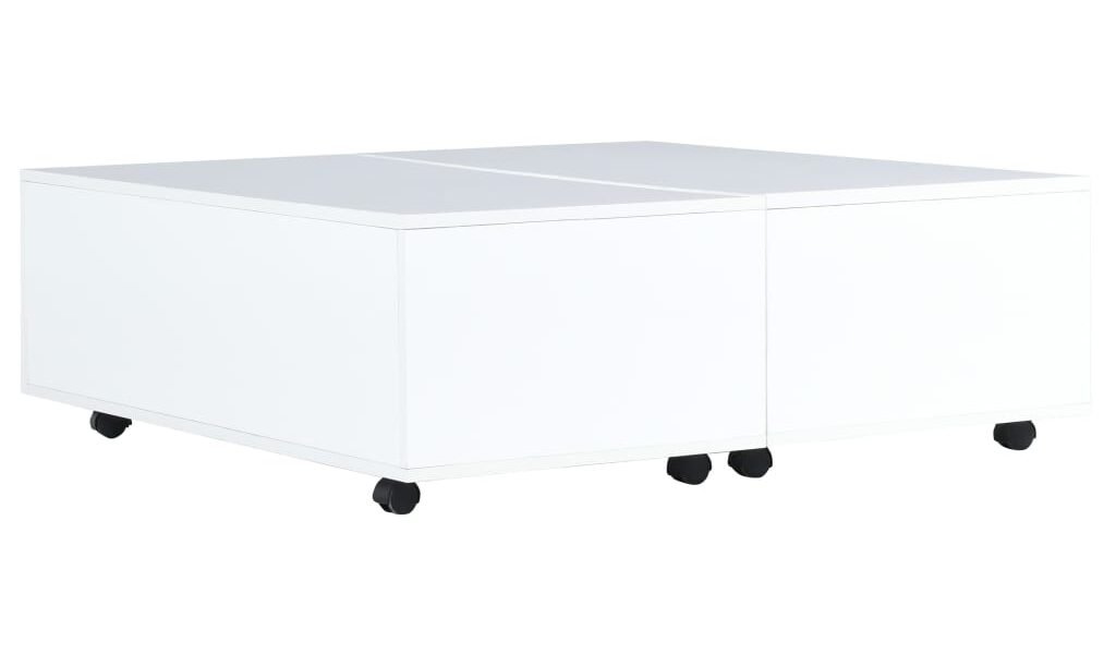 vidaXL Konferenčný stolík, vysoký lesk, biely 100x100x35 cm