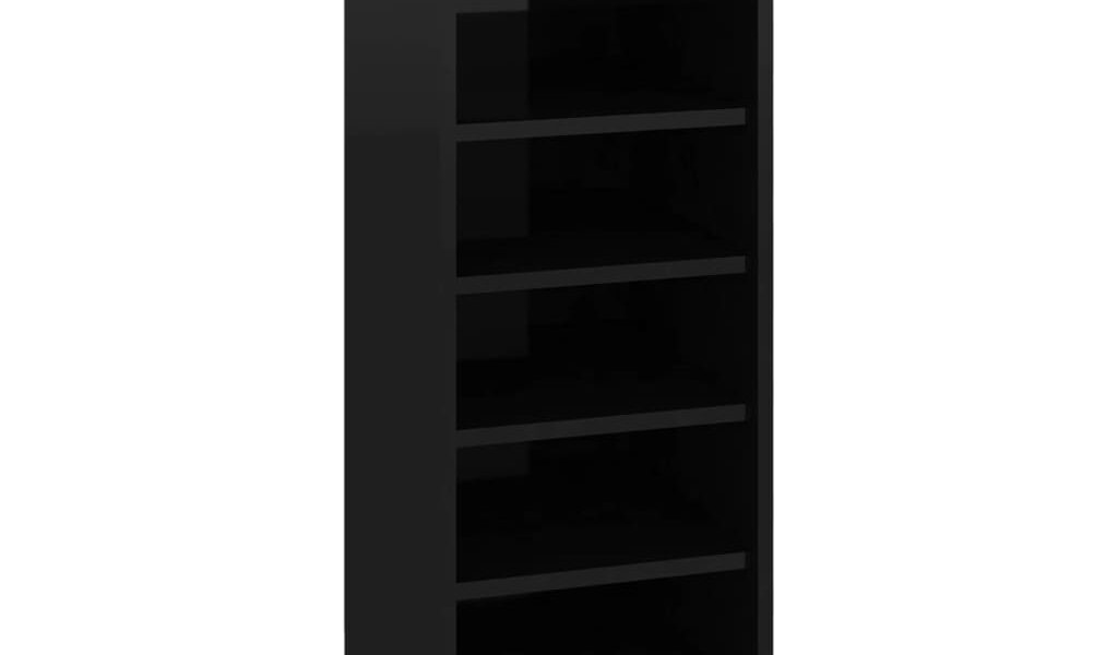 vidaXL Skrinka na topánky, lesklá čierna 31,5x35x90cm kompozitné drevo