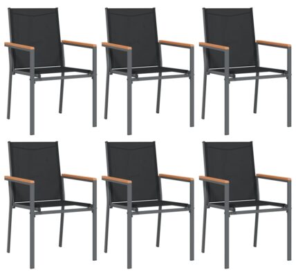 vidaXL Záhradné stoličky 6 ks čierne 55×61,5×90 cm textilén a oceľ