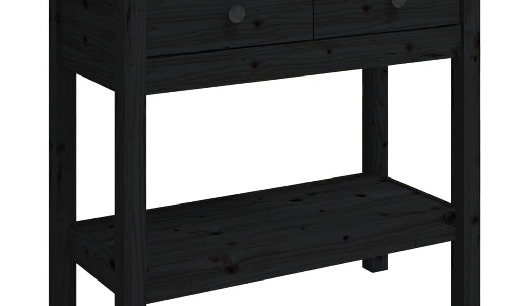 vidaXL Konzolový stolík čierny 75x35x75 cm masívne borovicové drevo