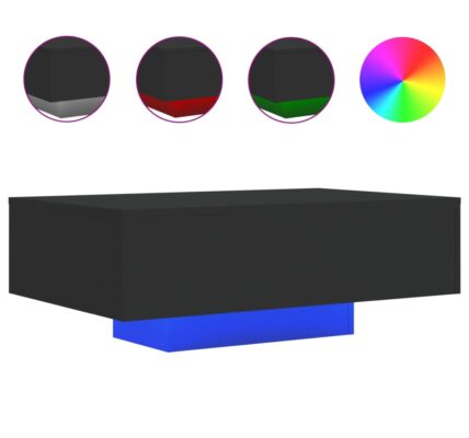 vidaXL Konferenčný stolík s LED svetlami čierny 85x55x31 cm