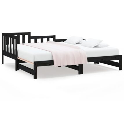 vidaXL Rozkladacia denná posteľ čierna 2x(80×200) cm borovicový masív