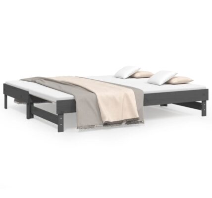 vidaXL Rozkladacia denná posteľ sivá 2x(80×200) cm borovicový masív