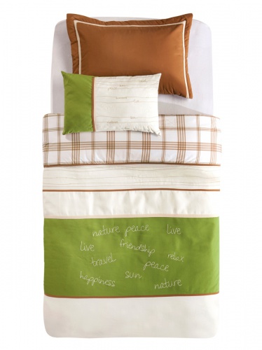 Prikrývka na posteľ nature – zelená/béžová/hnedá