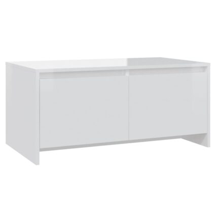 vidaXL Konferenčný stolík lesklý biely 90x50x41,5 cm drevotrieska