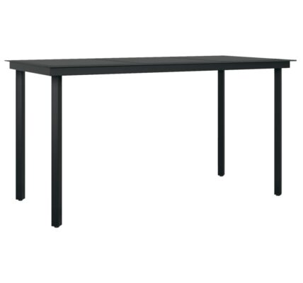 vidaXL Záhradný jedálenský stôl čierny 140x70x74 cm oceľ a sklo
