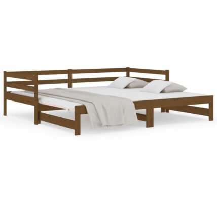 vidaXL Rozkladacia denná posteľ medová 2x(80×200) cm borovicový masív