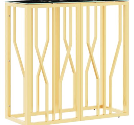 vidaXL Konzolový stolík zlatý 70x30x70 cm nehrdzavejúca oceľ a sklo