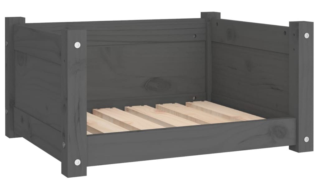 vidaXL Psia posteľ sivá 55,5×45,5×28 cm borovicový masív