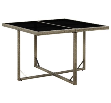 vidaXL Záhradný stôl sivý 109x107x74 cm polyratan a sklo
