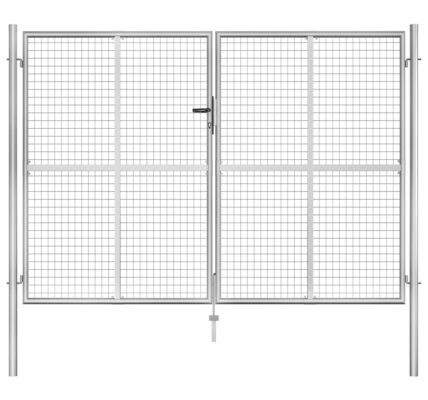 vidaXL Záhradná brána strieborná 306×225 cm galvanizovaná oceľ