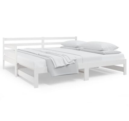 vidaXL Rozkladacia denná posteľ biela 2x(90×190) cm borovicový masív