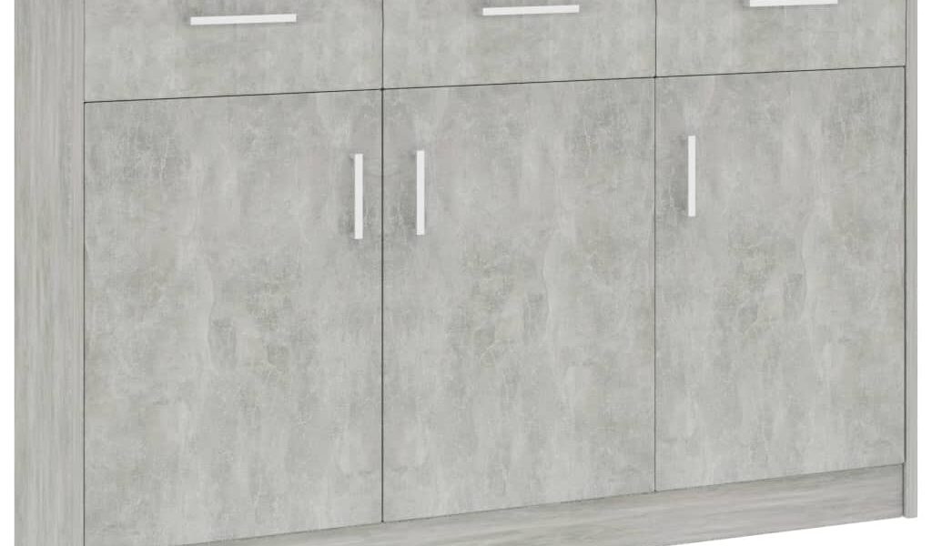 vidaXL Komoda betonsko siva 110x30x75 cm iverna plošča