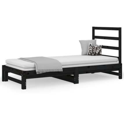 vidaXL Rozkladacia denná posteľ čierna 2x(90×200) cm borovicový masív