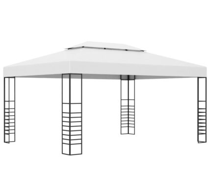 vidaXL Záhradný altánok, práškovaná oceľ 4x3x2,7 m, biely