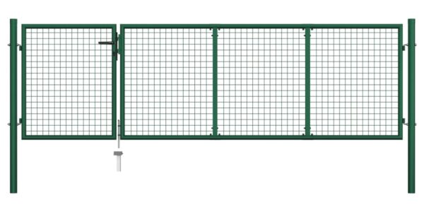 vidaXL Záhradná brána, oceľ 350×100 cm, zelená