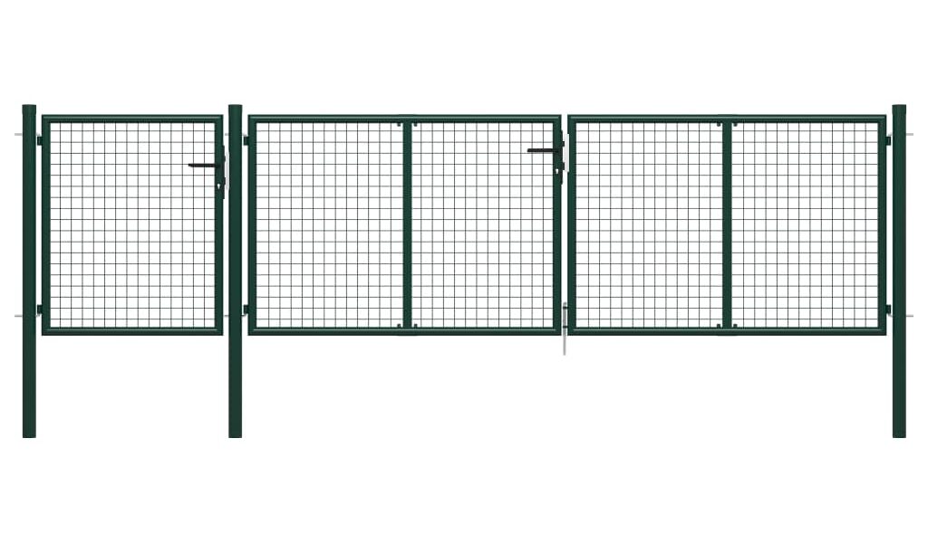 vidaXL Záhradná brána, oceľ 400×100 cm, zelená