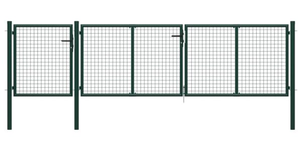 vidaXL Záhradná brána, oceľ 400×100 cm, zelená