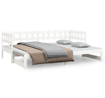 vidaXL Rozkladacia denná posteľ biela 2x(80×200) cm borovicový masív
