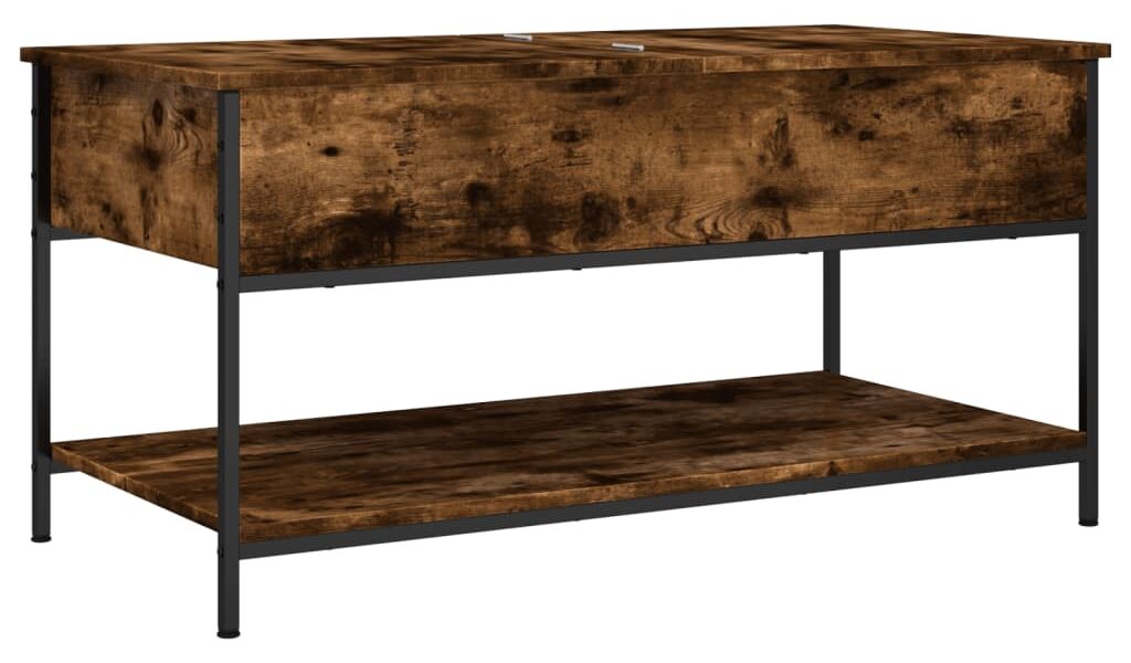 vidaXL Konferenčný stolík dymový dub 100x50x50 cm kompozit.drevo a kov