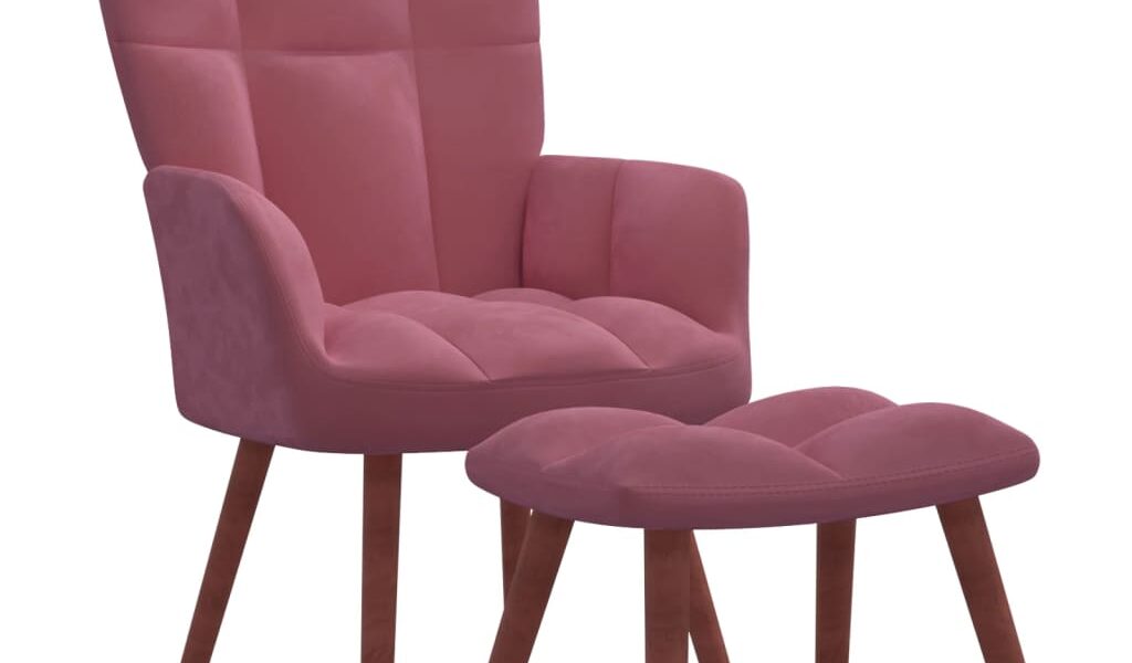 vidaXL Relaxačné kreslo s podnožkou ružové zamat