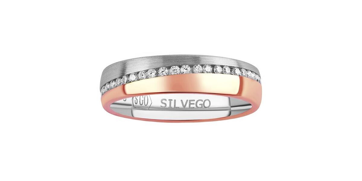 Snubný strieborný prsteň Glowie pozlátený ružovým zlatom s Brilliance Zirconia veľkosť obvod 55 mm