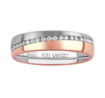 Snubný strieborný prsteň Glowie pozlátený ružovým zlatom s Brilliance Zirconia veľkosť obvod 57 mm