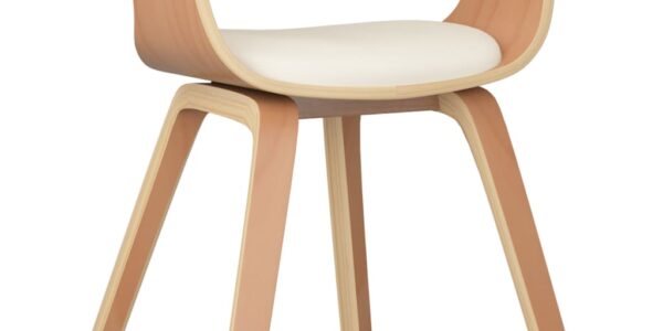 vidaXL Jedálenská stolička krémová ohýbané drevo a umelá koža
