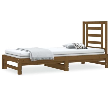 vidaXL Rozkladacia denná posteľ hnedá 2x(90×200) cm borovicový masív