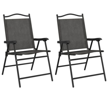 vidaXL Skladacie záhradné stoličky 2 ks melanž sivé oceľ a textilén