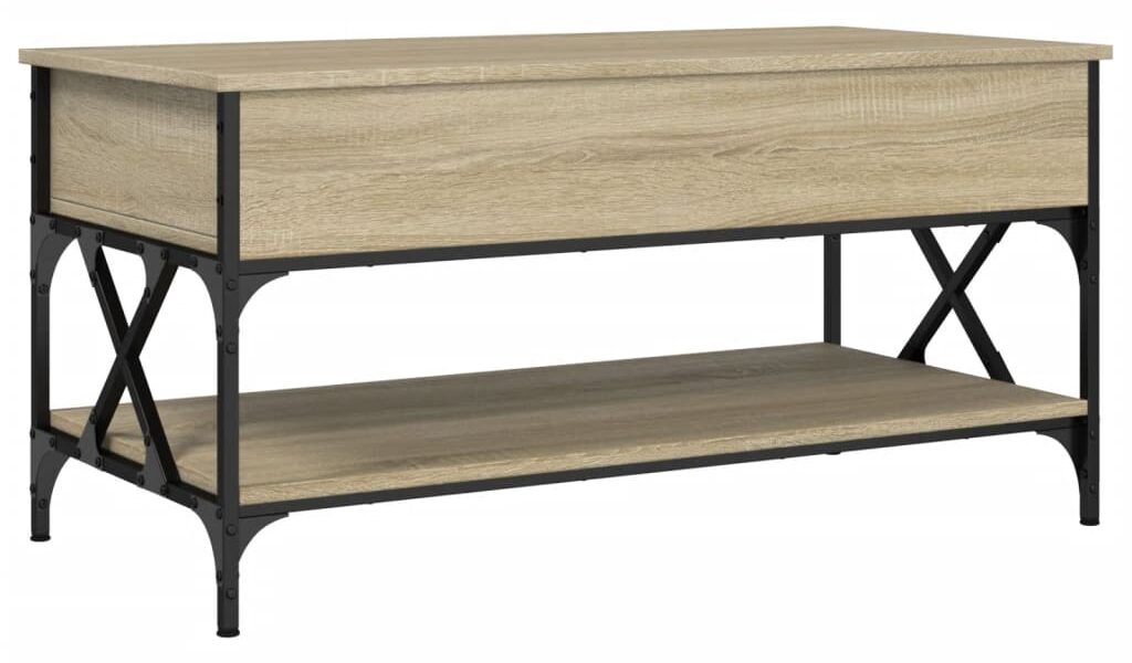 vidaXL Konferenčný stolík dub sonoma 100x50x50 cm kompozit.drevo a kov